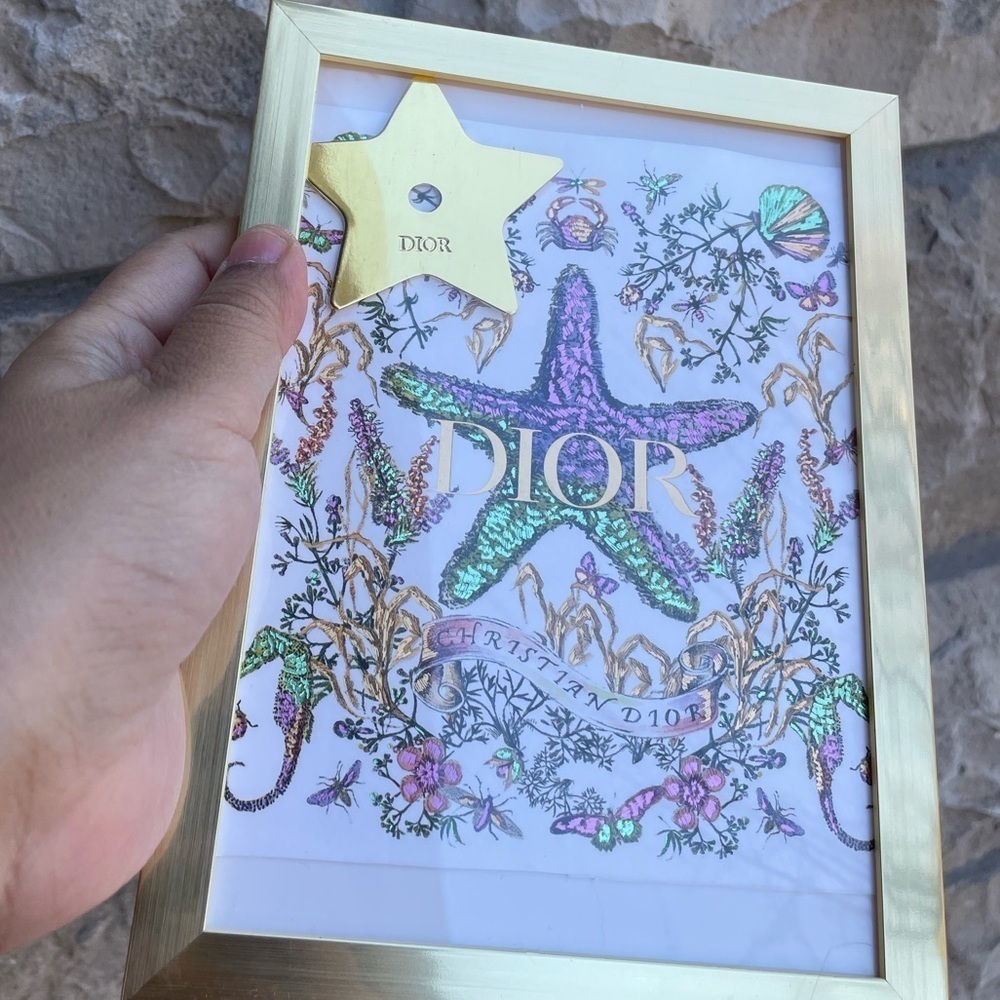 Beautiful framed authentic Dior paper gift bag, star charm & handmade bo…